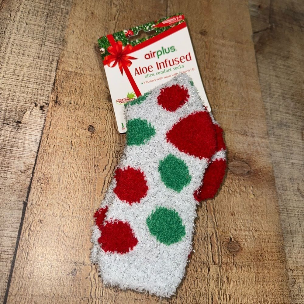 💜 Aloe Infused Fuzzy Christmas Socks Sparkly Xmas Gift Women Shoe Size 5-11